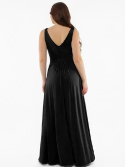Shapewear Deep V-Neck Front Slit Goddess Maxi Dress