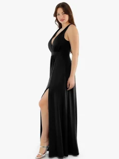 Shapewear Deep V-Neck Front Slit Goddess Maxi Dress