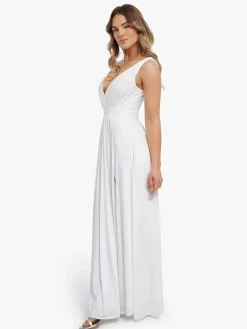 Shapewear Deep V-Neck Front Slit Goddess Maxi Dress