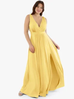 Shapewear Deep V-Neck Front Slit Goddess Maxi Dress