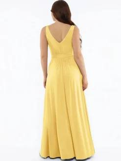 Shapewear Deep V-Neck Front Slit Goddess Maxi Dress
