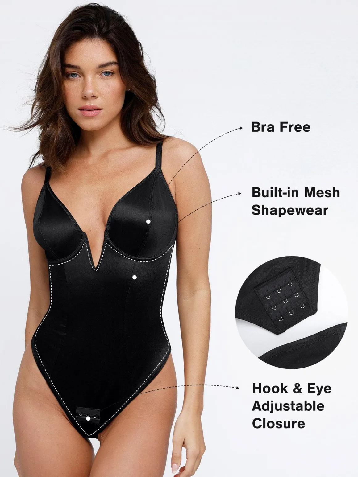 Shapewear Deep V-Neck Hourglass Thong Bodysuit