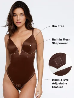 Shapewear Deep V-Neck Hourglass Thong Bodysuit