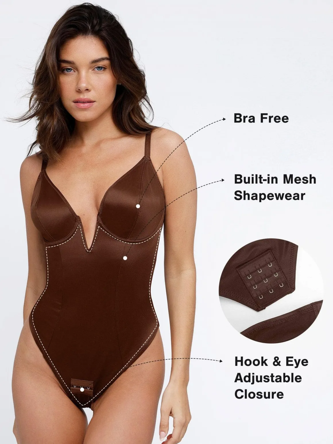 Shapewear Deep V-Neck Hourglass Thong Bodysuit