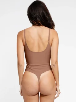 Shapewear Deep V-Neck Low Back Sculpting Thong Bodysuit