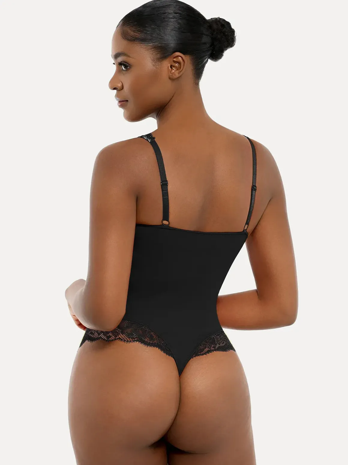 Shapewear Deep V-Neck Sculpting Lace Inset Bodysuit