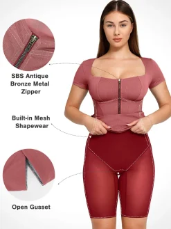 Shapewear Denim Square Neck Tummy Control Midi Dress