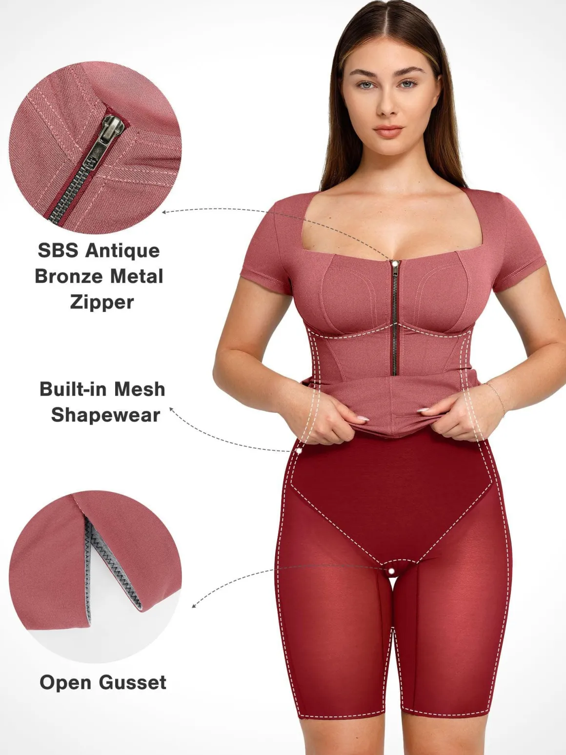Shapewear Denim Square Neck Tummy Control Midi Dress