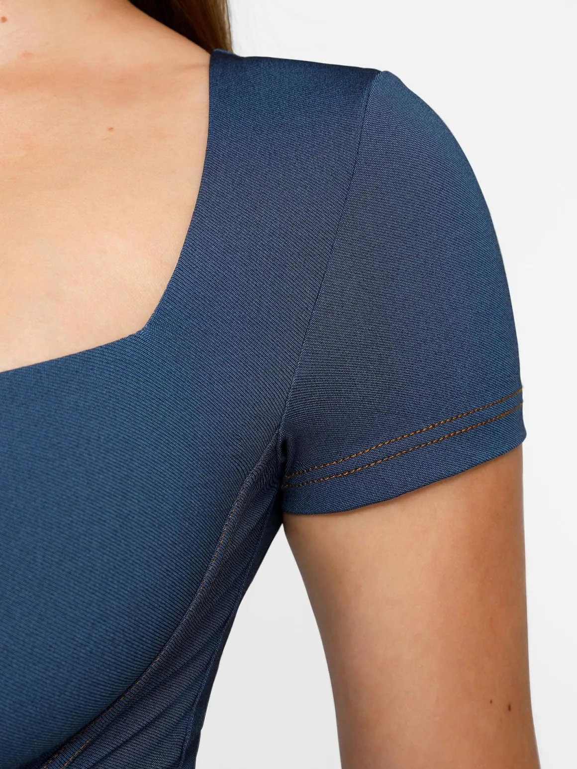 Shapewear Denim Square Neck Tummy Control Midi Dress