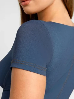 Shapewear Denim Square Neck Tummy Control Midi Dress
