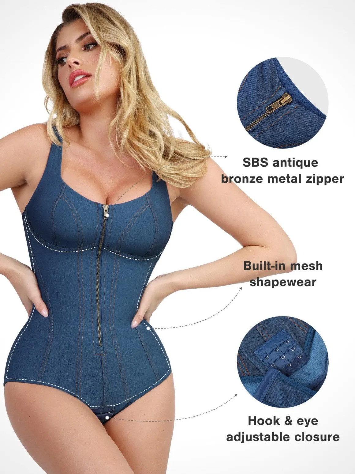 Shapewear Denim Tummy Control Corset Bodysuit
