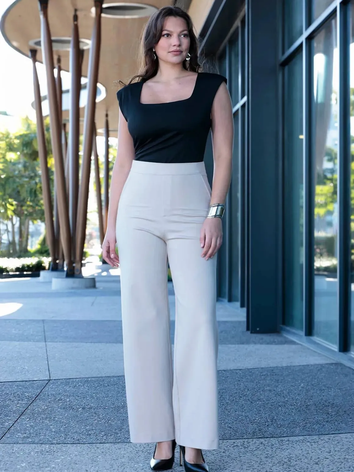 Shapewear Executive High Waisted Wide-Leg Ponte Pants