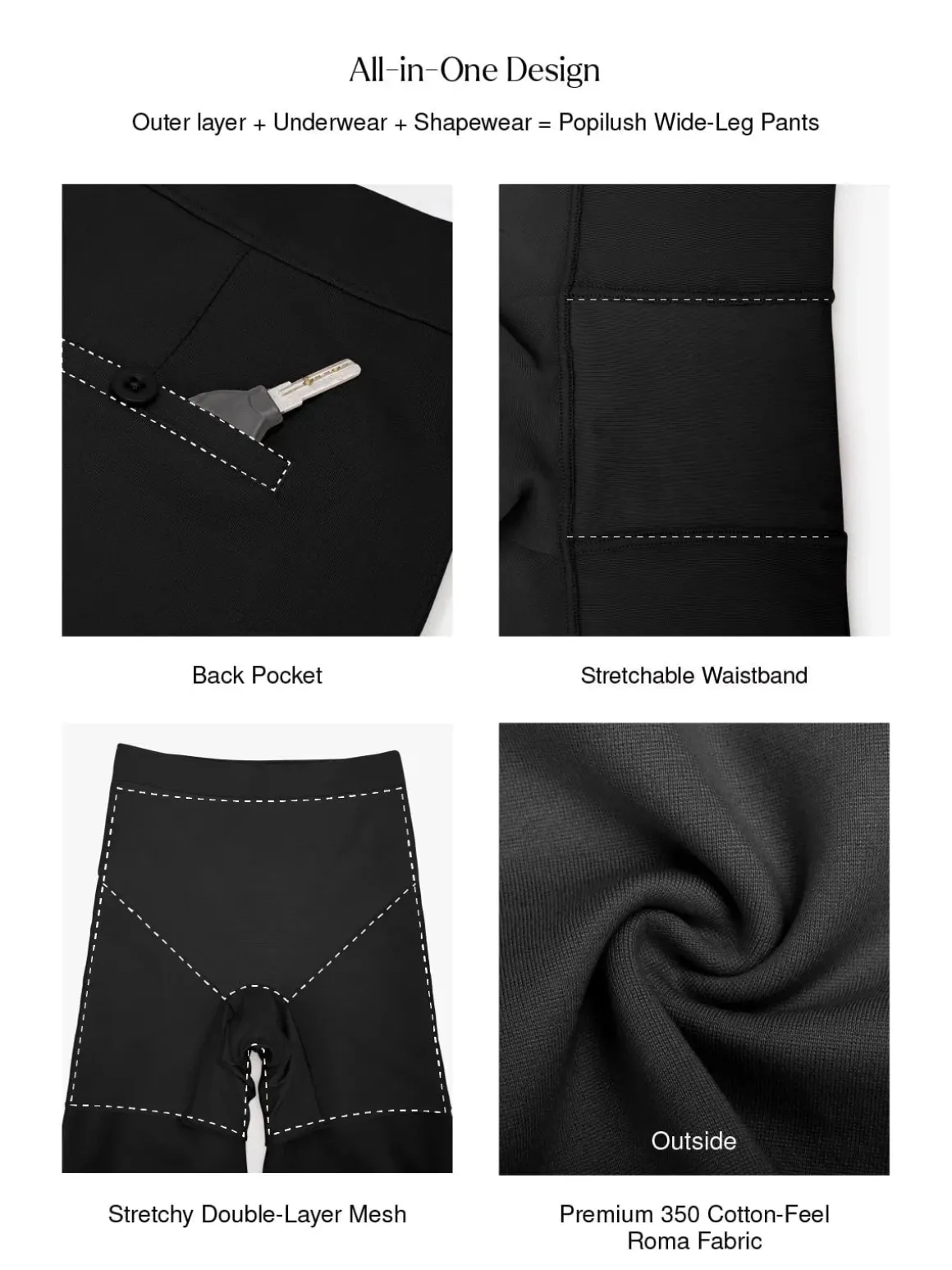 Shapewear Executive High Waisted Wide-Leg Ponte Pants