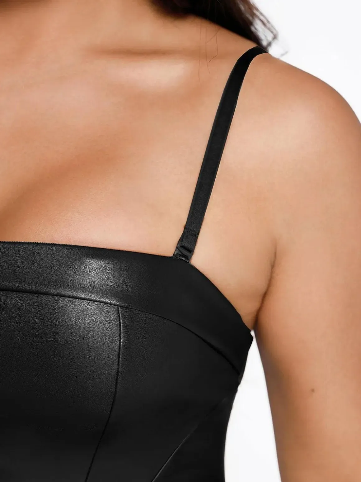 Shapewear Faux Leather Corset Jumpsuit Set
