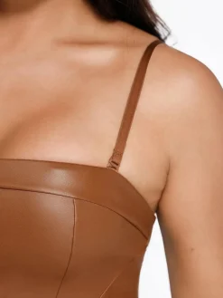 Shapewear Faux Leather Corset Jumpsuit Set