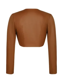 Shapewear Faux Leather Corset Midi Dress Bolero Jacket Set