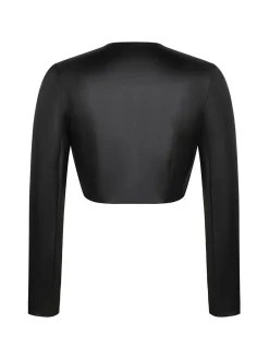 Shapewear Faux Leather Corset Midi Dress Bolero Jacket Set