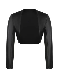 Shapewear Faux Leather Corset Midi Dress Bolero Jacket Set