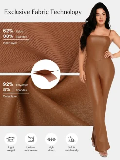 Shapewear Faux Leather Corset Bodice Slimming Jumpsuit