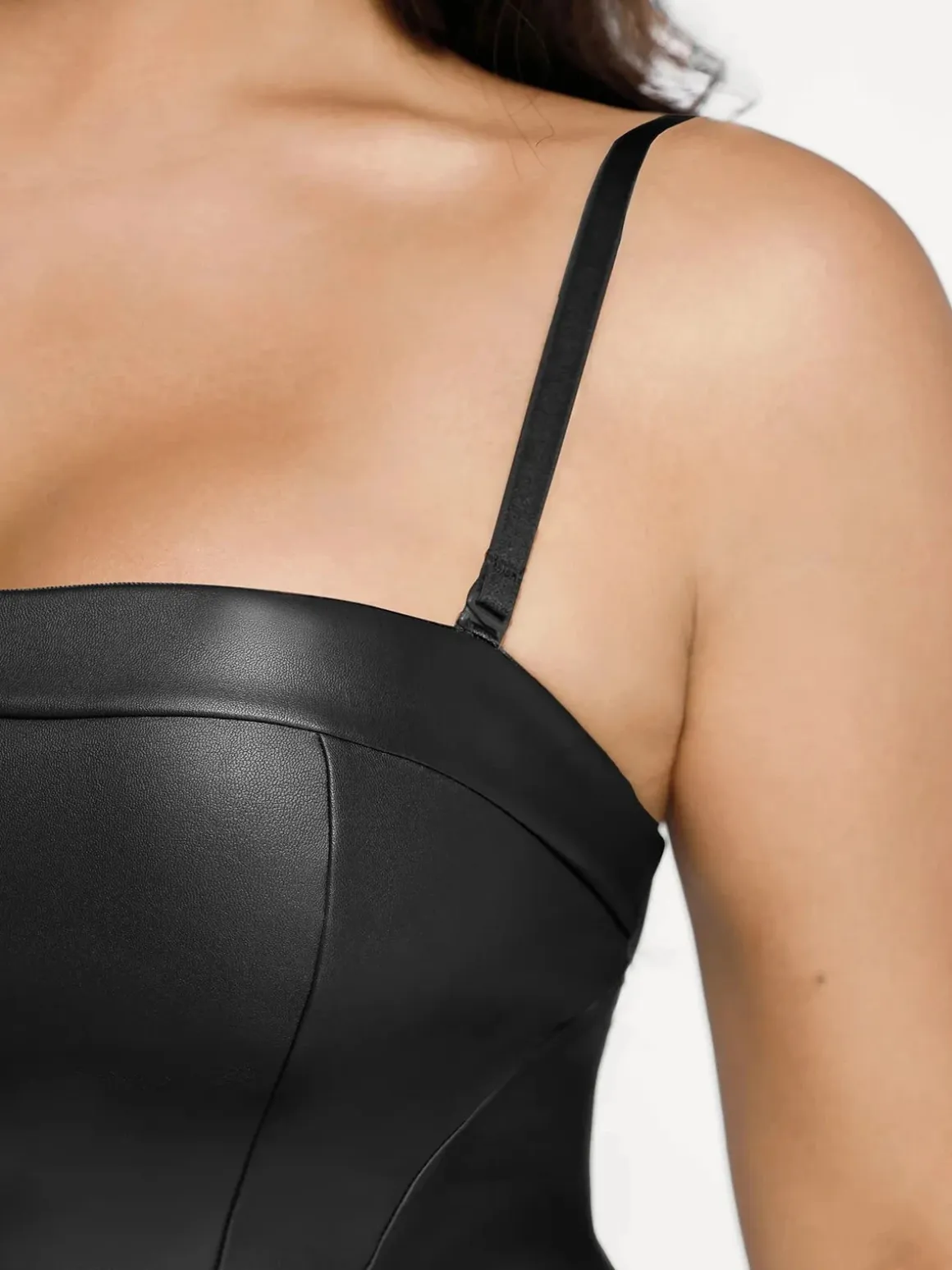 Shapewear Faux Leather Corset Bodice Slimming Jumpsuit