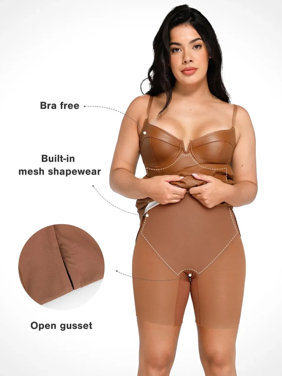 Shapewear Faux Leather Hourglass Corset Midi Dress
