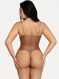 Shapewear Faux Leather Hourglass Corset Bodysuit