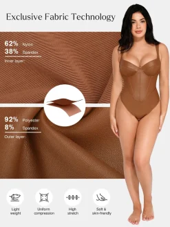 Shapewear Faux Leather Hourglass Corset Bodysuit