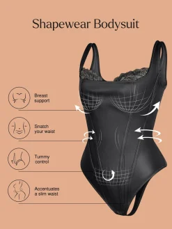Shapewear Faux Leather Lace Balconette Sculpting Bodysuit