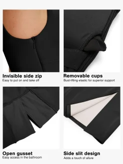 Shapewear Faux Nubuck Bodycon Sculpting Slit Midi Dress
