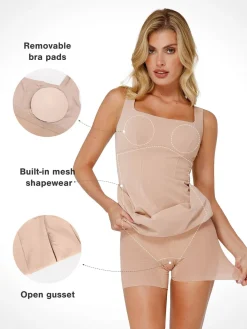 Shapewear Faux Nubuck Bodycon Sculpting Slit Midi Dress