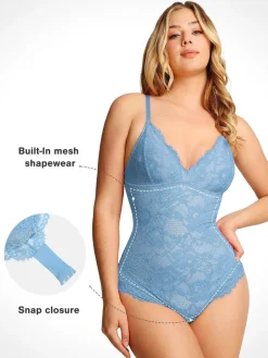 Shapewear Firm Control Smoothing Full Lace Thong Bodysuit