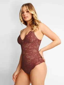 Shapewear Firm Control Smoothing Full Lace Thong Bodysuit