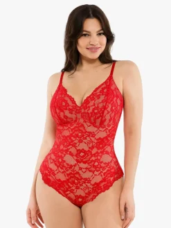 Shapewear Firm Control Smoothing Full Lace Thong Bodysuit