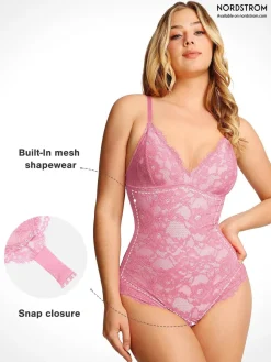 Shapewear Firm Control Smoothing Full Lace Thong Bodysuit