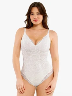 Shapewear Firm Control Smoothing Full Lace Thong Bodysuit