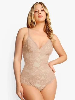 Shapewear Firm Control Smoothing Full Lace Thong Bodysuit