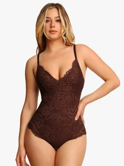 Shapewear Firm Control Smoothing Full Lace Thong Bodysuit