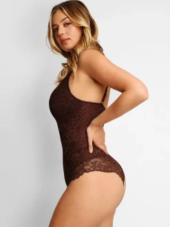 Shapewear Firm Control Smoothing Full Lace Thong Bodysuit