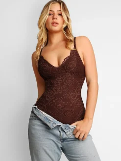 Shapewear Firm Control Smoothing Full Lace Thong Bodysuit