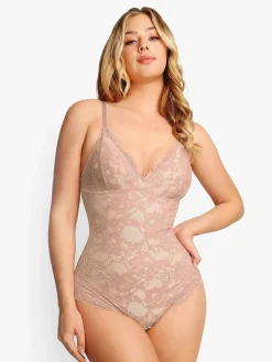 Shapewear Firm Control Smoothing Full Lace Thong Bodysuit