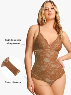 Shapewear Firm Control Smoothing Full Lace Thong Bodysuit