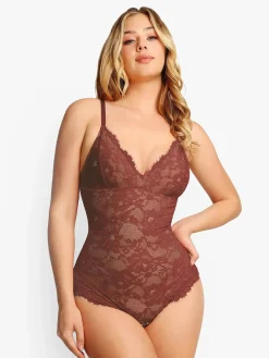 Shapewear Firm Control Smoothing Full Lace Thong Bodysuit