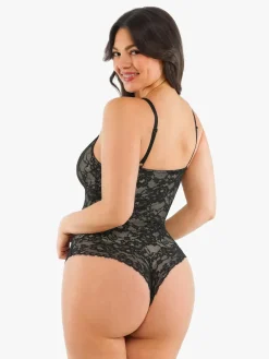 Shapewear Firm Control Smoothing Full Lace Thong Bodysuit
