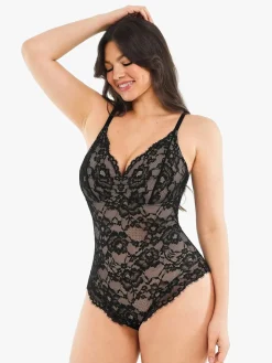 Shapewear Firm Control Smoothing Full Lace Thong Bodysuit