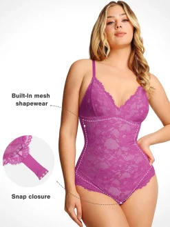 Shapewear Firm Control Smoothing Full Lace Thong Bodysuit