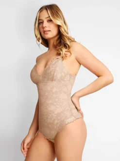Shapewear Firm Control Smoothing Full Lace Thong Bodysuit
