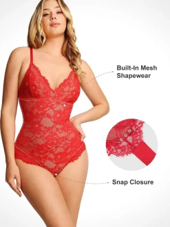 Shapewear Firm Control Smoothing Full Lace Thong Bodysuit