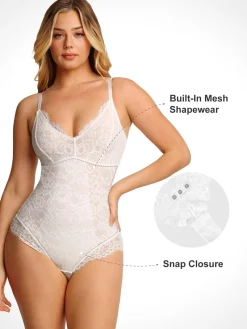 Shapewear Firm Control Smoothing Full Lace Thong Bodysuit