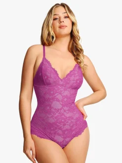 Shapewear Firm Control Smoothing Full Lace Thong Bodysuit