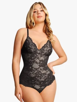 Shapewear Firm Control Smoothing Full Lace Thong Bodysuit